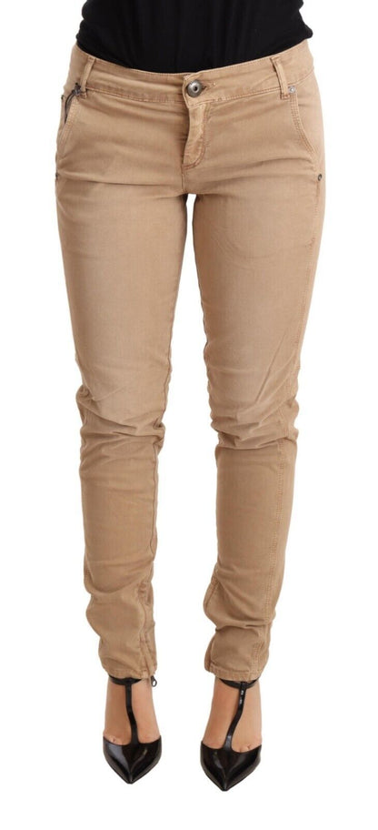 Jeans in cotone con pantaloni skinny in denim a vita bassa marrone Ermanno Scervino