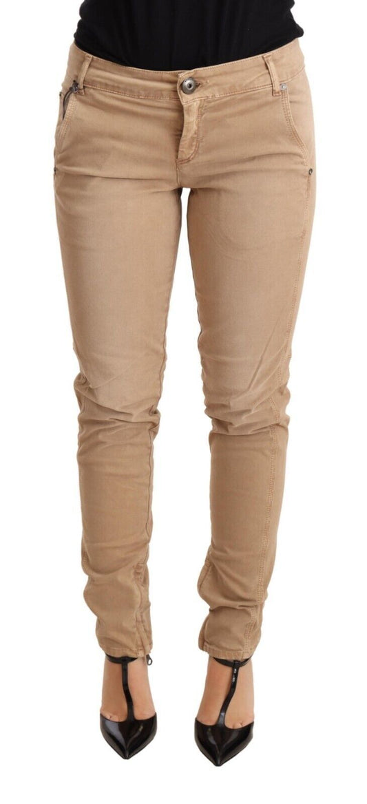 Jeans in cotone con pantaloni skinny in denim a vita bassa marrone Ermanno Scervino