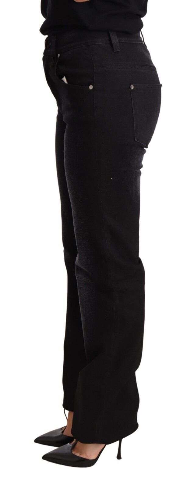 Pantaloni in denim dritto lavato nero Ermanno Scervino Jeans in cotone