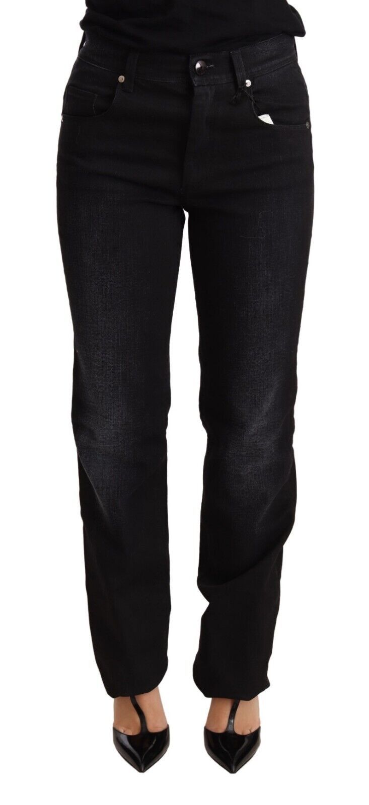 Pantaloni in denim dritto lavato nero Ermanno Scervino Jeans in cotone