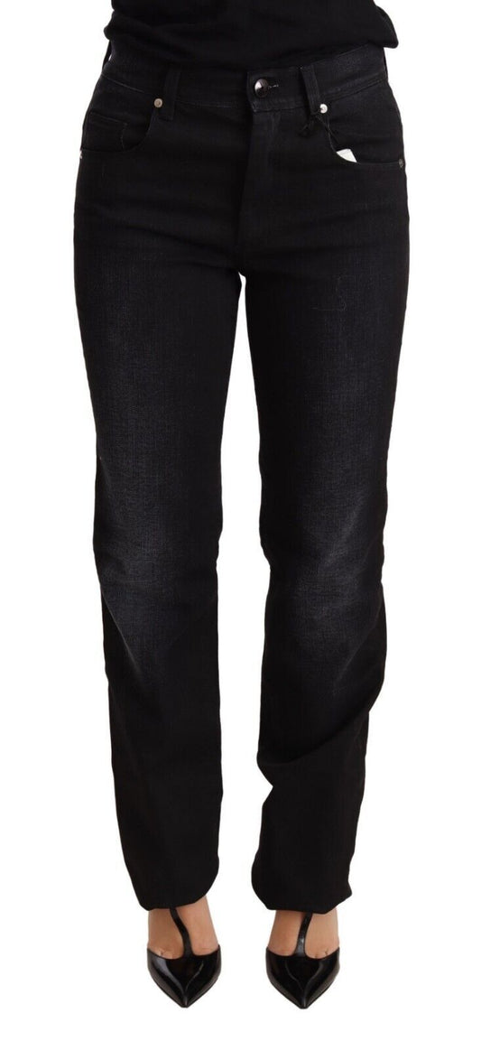 Pantaloni in denim dritto lavato nero Ermanno Scervino Jeans in cotone