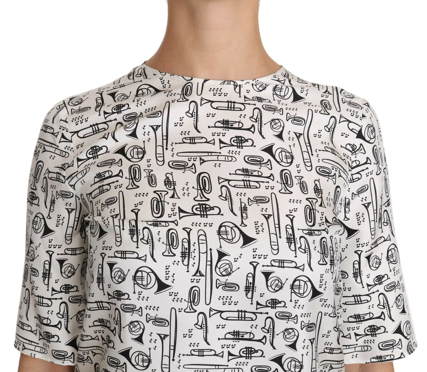 Blusa bianca con stampa di strumenti musicali Dolce &amp; Gabbana