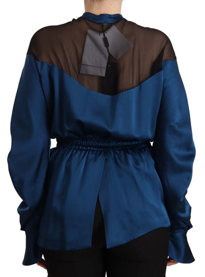 Masha Ma blusa in seta con maniche lunghe e vita elasticizzata