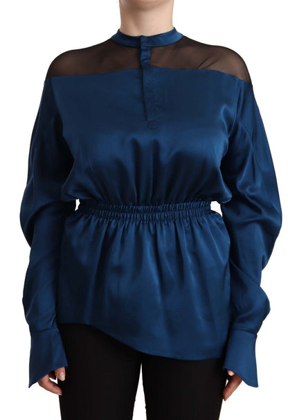 Masha Ma blusa in seta con maniche lunghe e vita elasticizzata