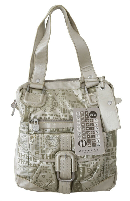 Borsa a mano con tracolla in tessuto stampato bianco WAYFARER