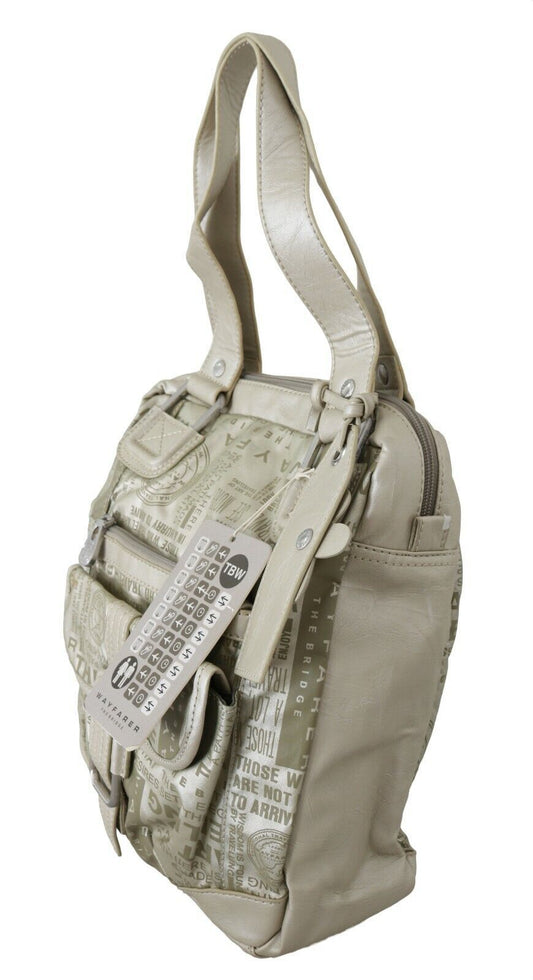 Borsa a mano con tracolla in tessuto stampato bianco WAYFARER