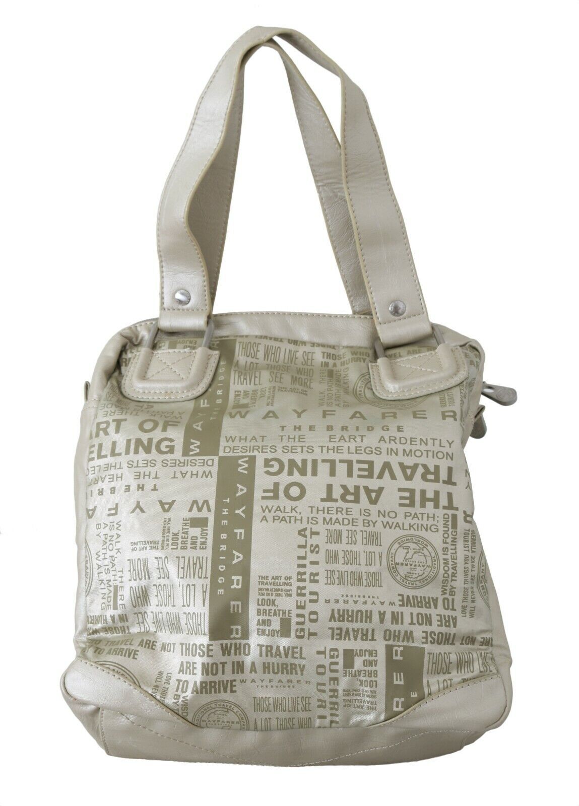 Borsa a mano con tracolla in tessuto stampato bianco WAYFARER