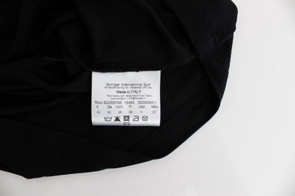 Abito corto tubino in jersey nero decorato Roccobarocco