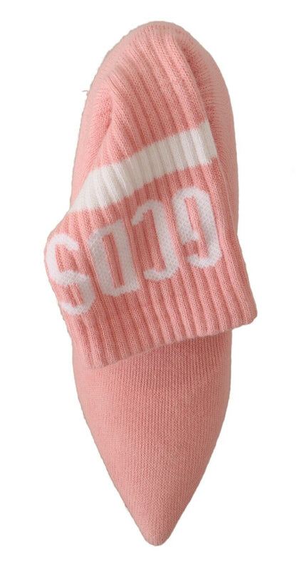 GCDS Stivaletti con tacco a blocco e calzini in pelle scamosciata rosa con logo