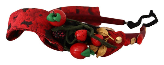Dolce &amp; Gabbana Tiara rossa con fiocco di cristallo e frutti di bosco