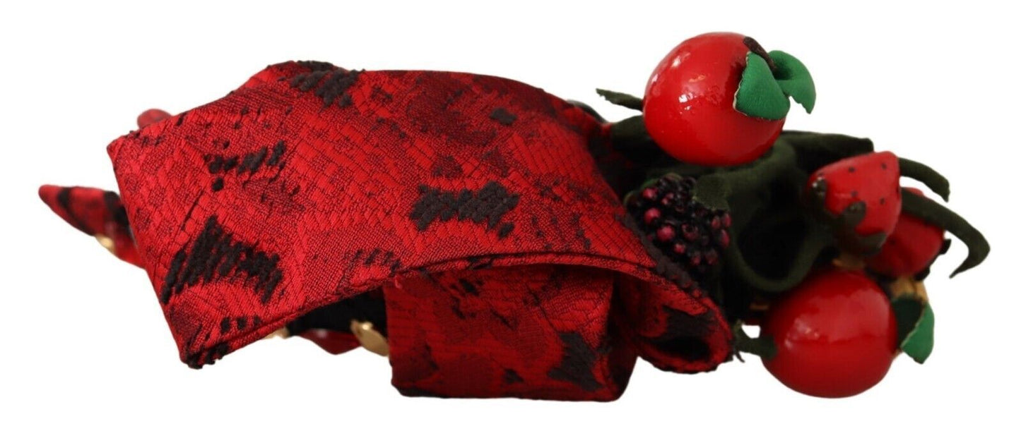 Dolce &amp; Gabbana Tiara rossa con fiocco di cristallo e frutti di bosco