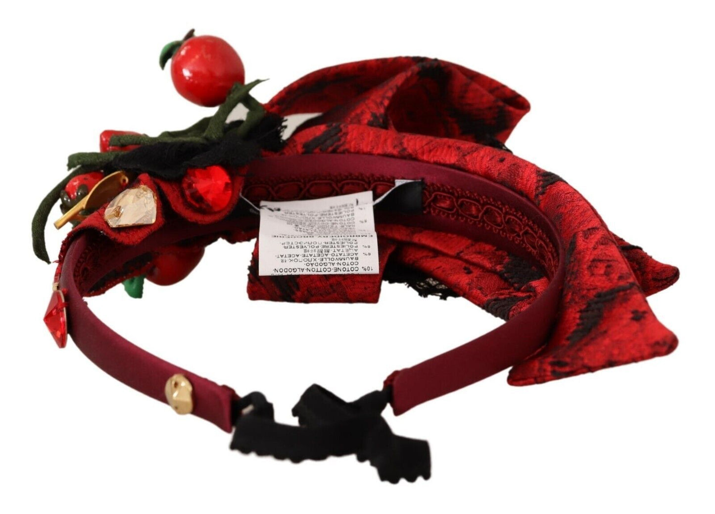 Dolce &amp; Gabbana Tiara rossa con fiocco di cristallo e frutti di bosco