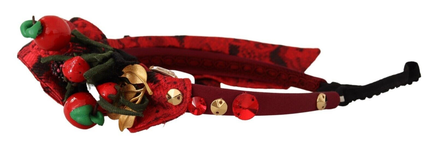 Dolce &amp; Gabbana Tiara rossa con fiocco di cristallo e frutti di bosco