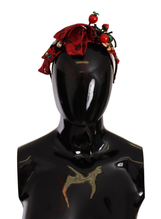 Dolce &amp; Gabbana Tiara rossa con fiocco di cristallo e frutti di bosco