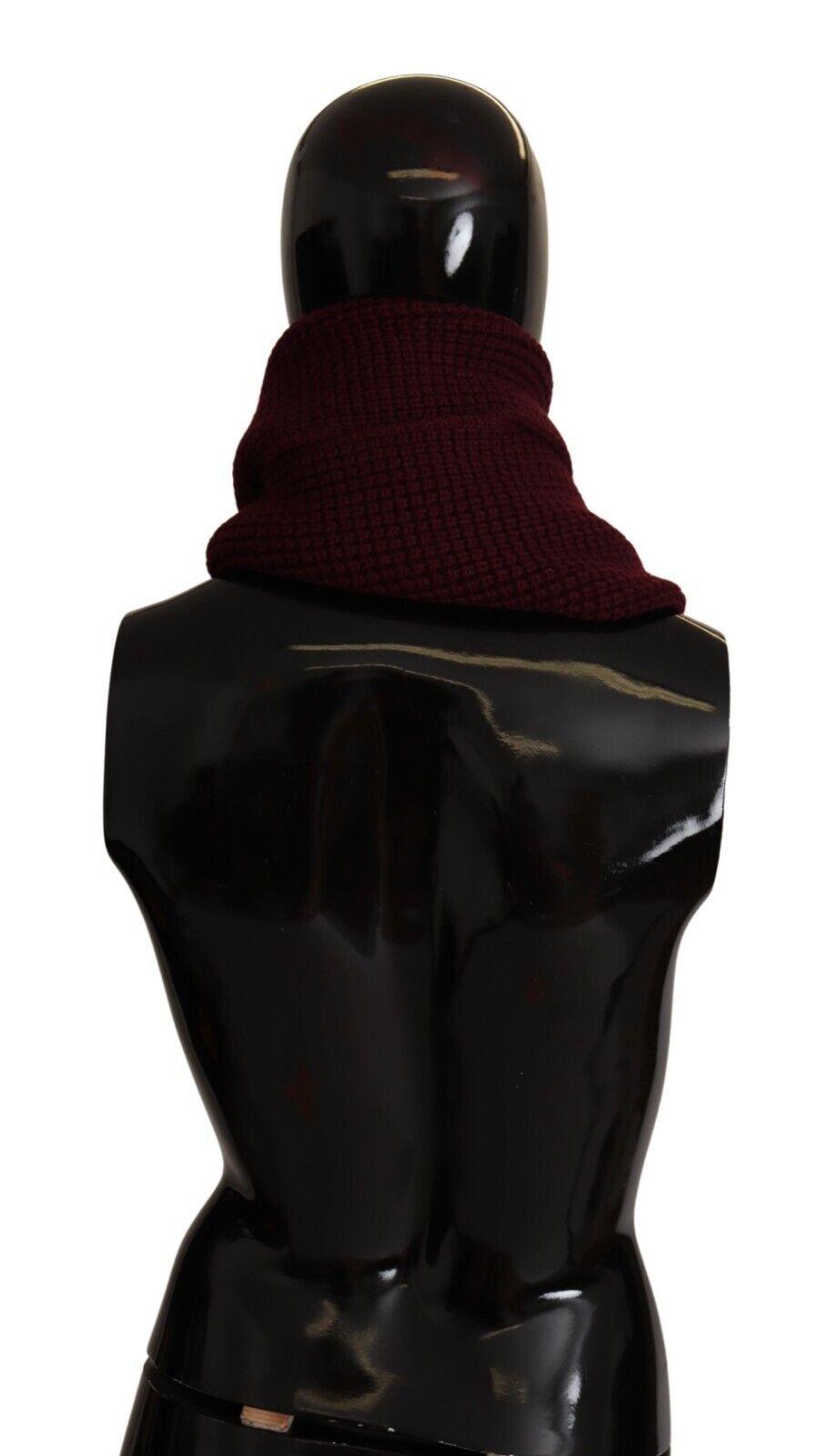 Sciarpa lavorata a maglia con logo in cashmere rosso scuro Dolce &amp; Gabbana