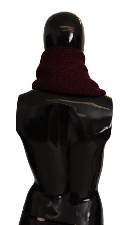 Sciarpa lavorata a maglia con logo in cashmere rosso scuro Dolce &amp; Gabbana