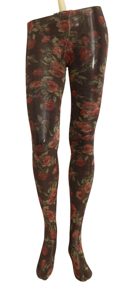 Calze in nylon con stampa floreale nera Dolce &amp; Gabbana
