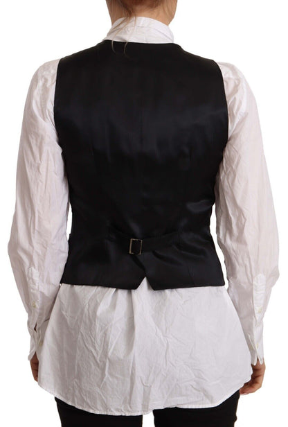 Dolce &amp; Gabbana Top in viscosa con gilet senza maniche e bottoni neri