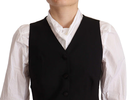 Dolce &amp; Gabbana Top in viscosa con gilet senza maniche e bottoni neri