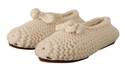 Dolce &amp; Gabbana Ballerine bianche slip-on in maglia di lana