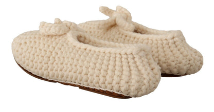 Dolce &amp; Gabbana Ballerine bianche slip-on in maglia di lana