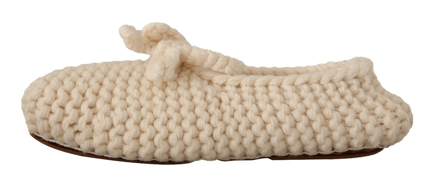 Dolce &amp; Gabbana Ballerine bianche slip-on in maglia di lana