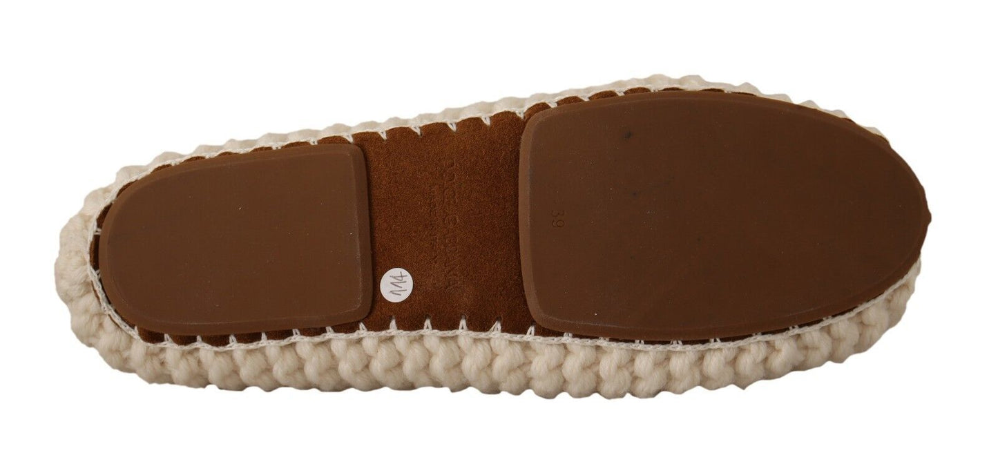 Dolce &amp; Gabbana Ballerine bianche slip-on in maglia di lana