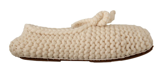 Dolce &amp; Gabbana Ballerine bianche slip-on in maglia di lana