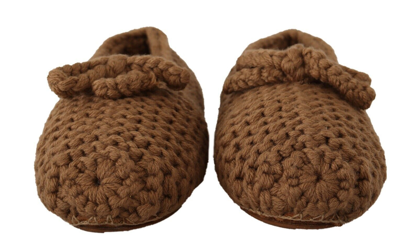 Dolce &amp; Gabbana - Ballerine marroni slip-on in maglia di lana