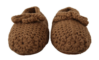 Dolce &amp; Gabbana - Ballerine marroni slip-on in maglia di lana