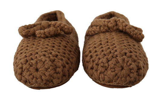 Dolce &amp; Gabbana - Ballerine marroni slip-on in maglia di lana
