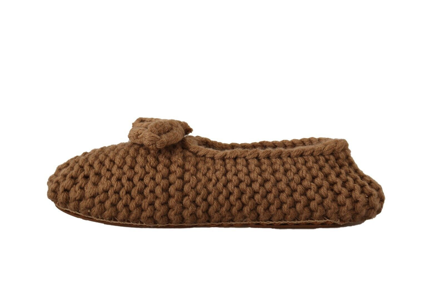Dolce &amp; Gabbana - Ballerine marroni slip-on in maglia di lana