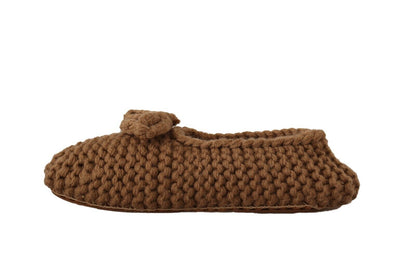 Dolce &amp; Gabbana - Ballerine marroni slip-on in maglia di lana