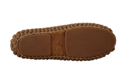Dolce &amp; Gabbana - Ballerine marroni slip-on in maglia di lana