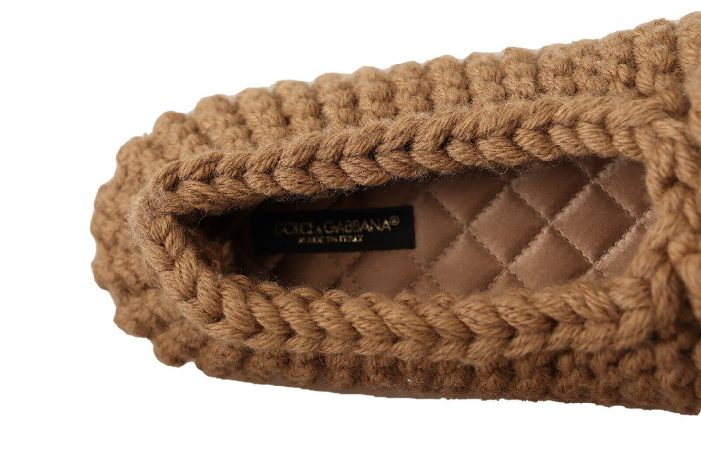 Dolce &amp; Gabbana - Ballerine marroni slip-on in maglia di lana