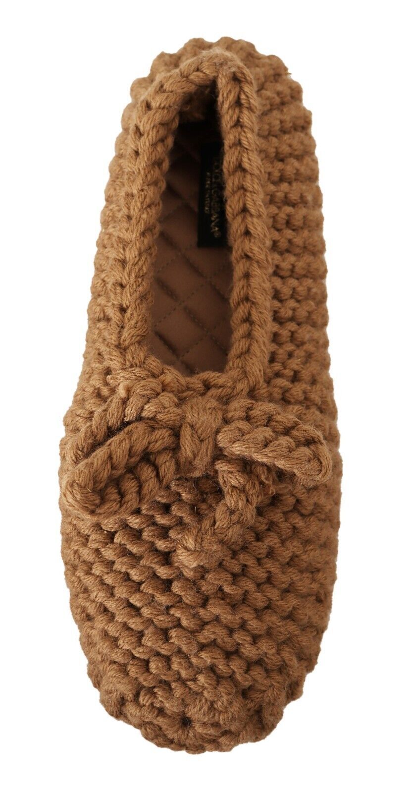 Dolce &amp; Gabbana - Ballerine marroni slip-on in maglia di lana