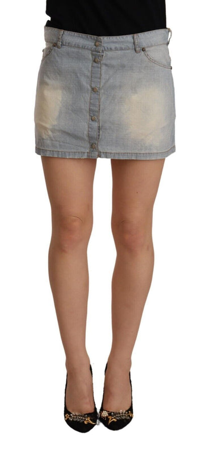 Ermanno Scervino Minigonna in cotone denim a vita media azzurra