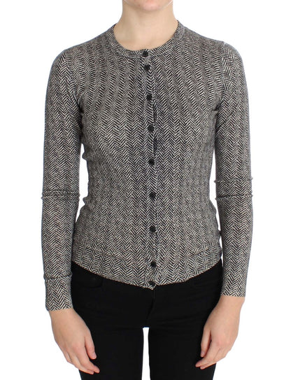 Dolce & Gabbana Maglione Cardigan in Lana Nero Bianco