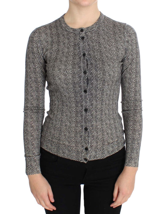 Dolce & Gabbana Maglione Cardigan in Lana Nero Bianco