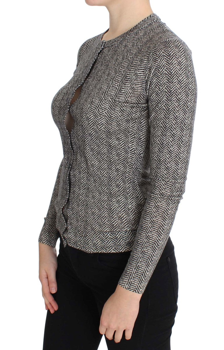 Dolce & Gabbana Maglione Cardigan in Lana Nero Bianco