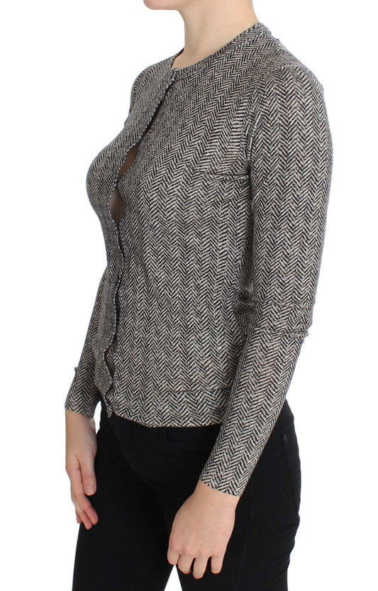 Dolce & Gabbana Maglione Cardigan in Lana Nero Bianco