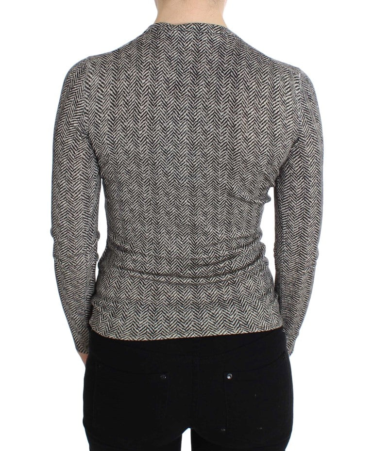 Dolce & Gabbana Maglione Cardigan in Lana Nero Bianco
