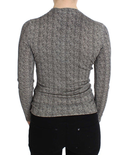 Dolce & Gabbana Maglione Cardigan in Lana Nero Bianco