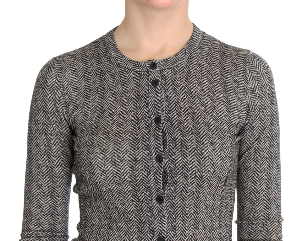 Dolce & Gabbana Maglione Cardigan in Lana Nero Bianco