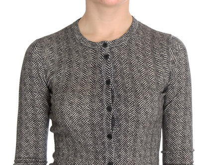 Dolce & Gabbana Maglione Cardigan in Lana Nero Bianco