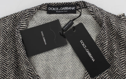 Dolce & Gabbana Maglione Cardigan in Lana Nero Bianco
