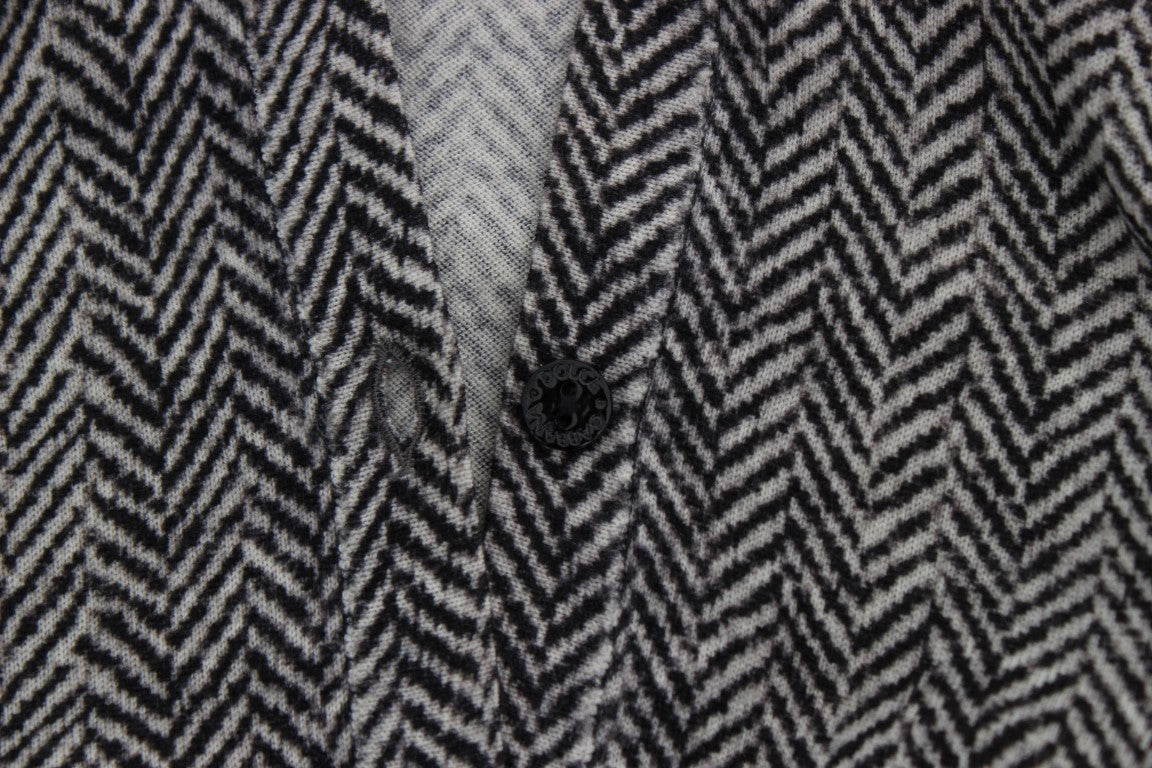 Dolce & Gabbana Maglione Cardigan in Lana Nero Bianco