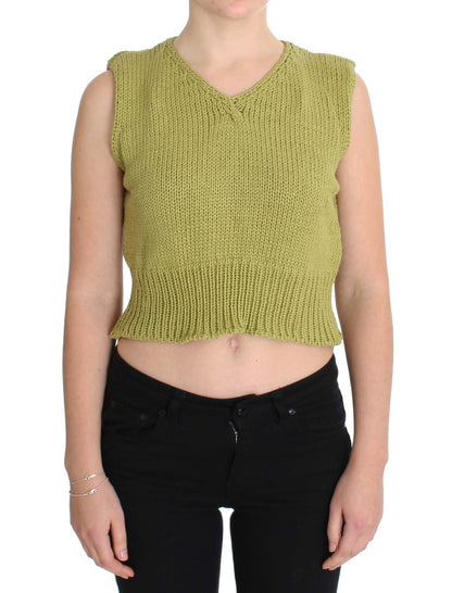 PINK MEMORIES Maglione senza maniche in maglia di misto cotone verde