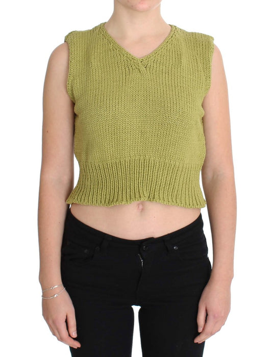 PINK MEMORIES Maglione senza maniche in maglia di misto cotone verde