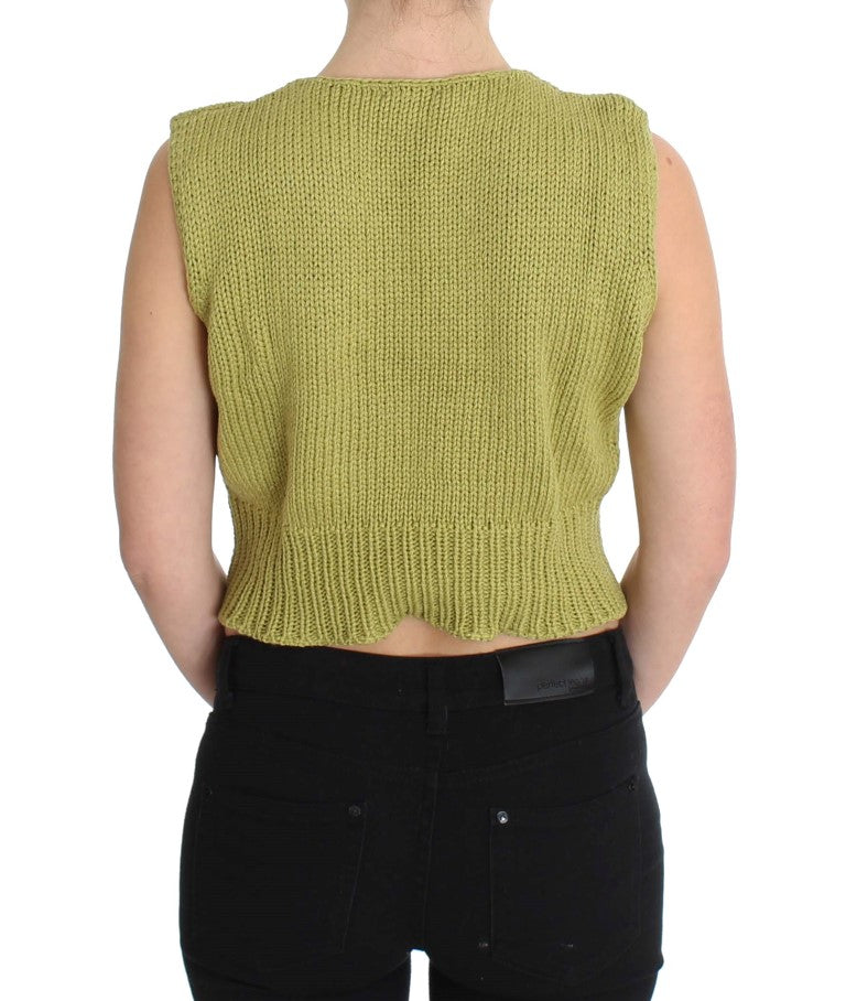PINK MEMORIES Maglione senza maniche in maglia di misto cotone verde